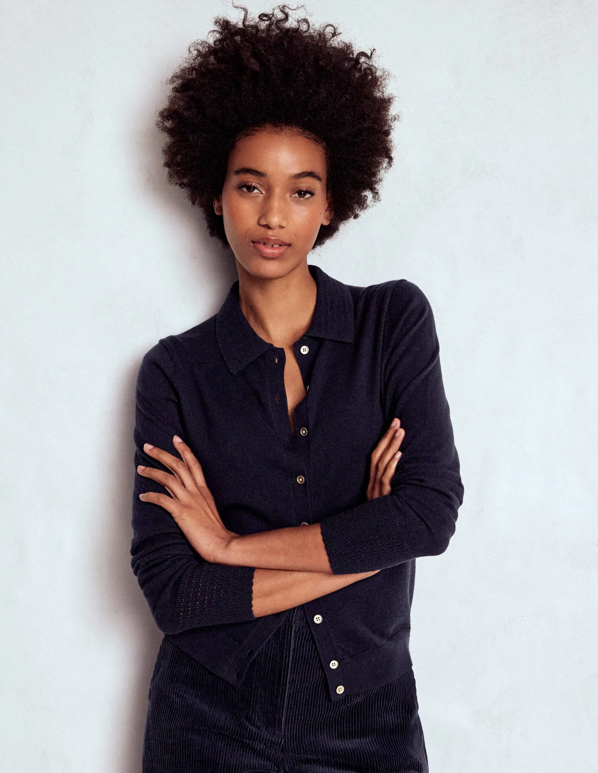 Briony Stitch Cardigan-Navy Sleek Texture