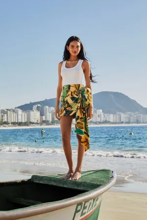 Non see through Yellow Bananart Side Bow Mini Skirt