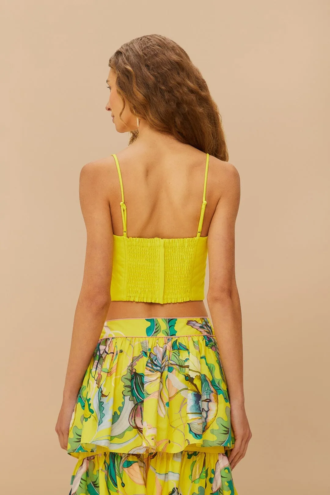 Yellow Sleeveless Shell Crop Top Formal Shirt SoftTouchLining