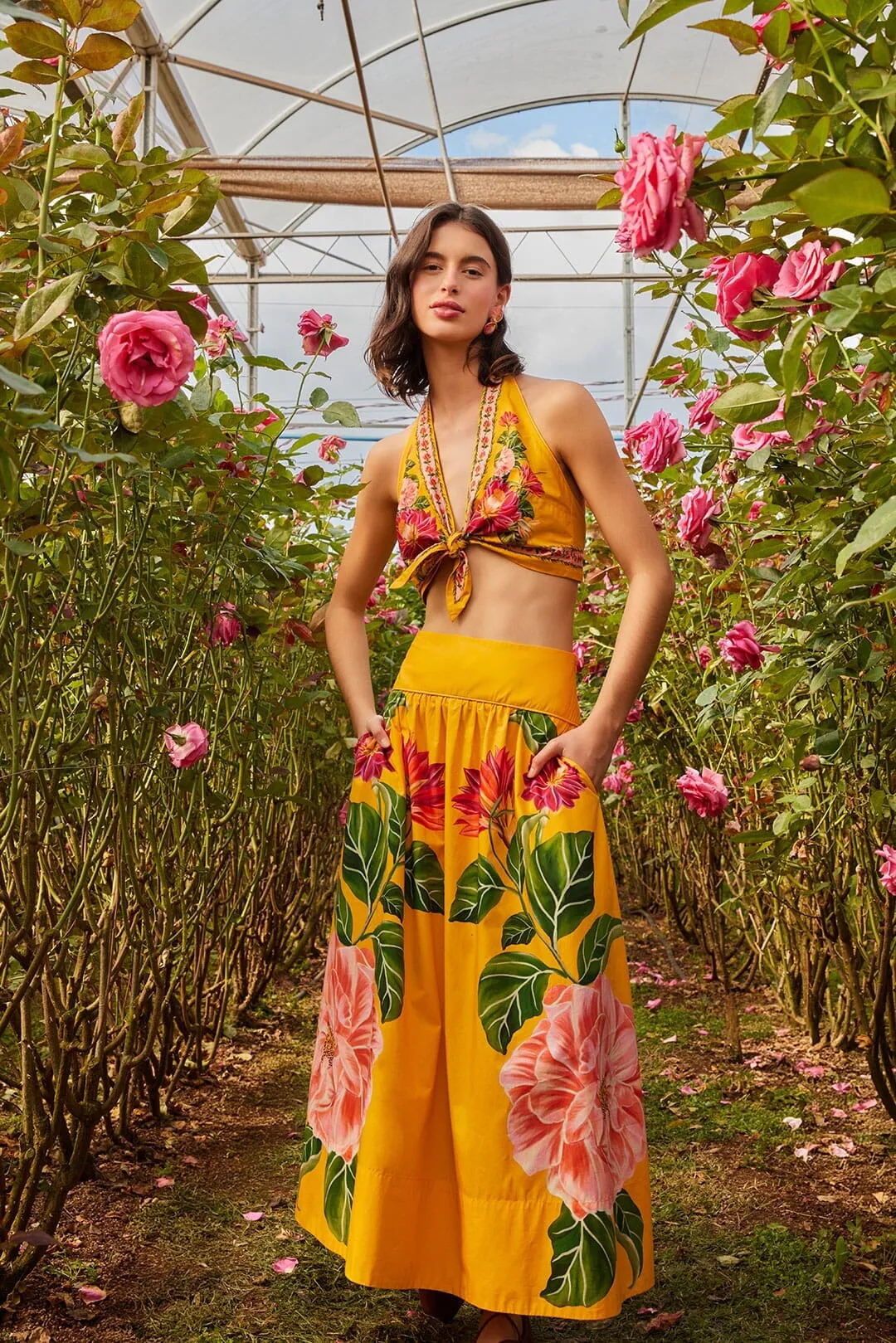 Zen Ease StainReleaseCoating Yellow Spring Awakening Organic Cotton Crop Top