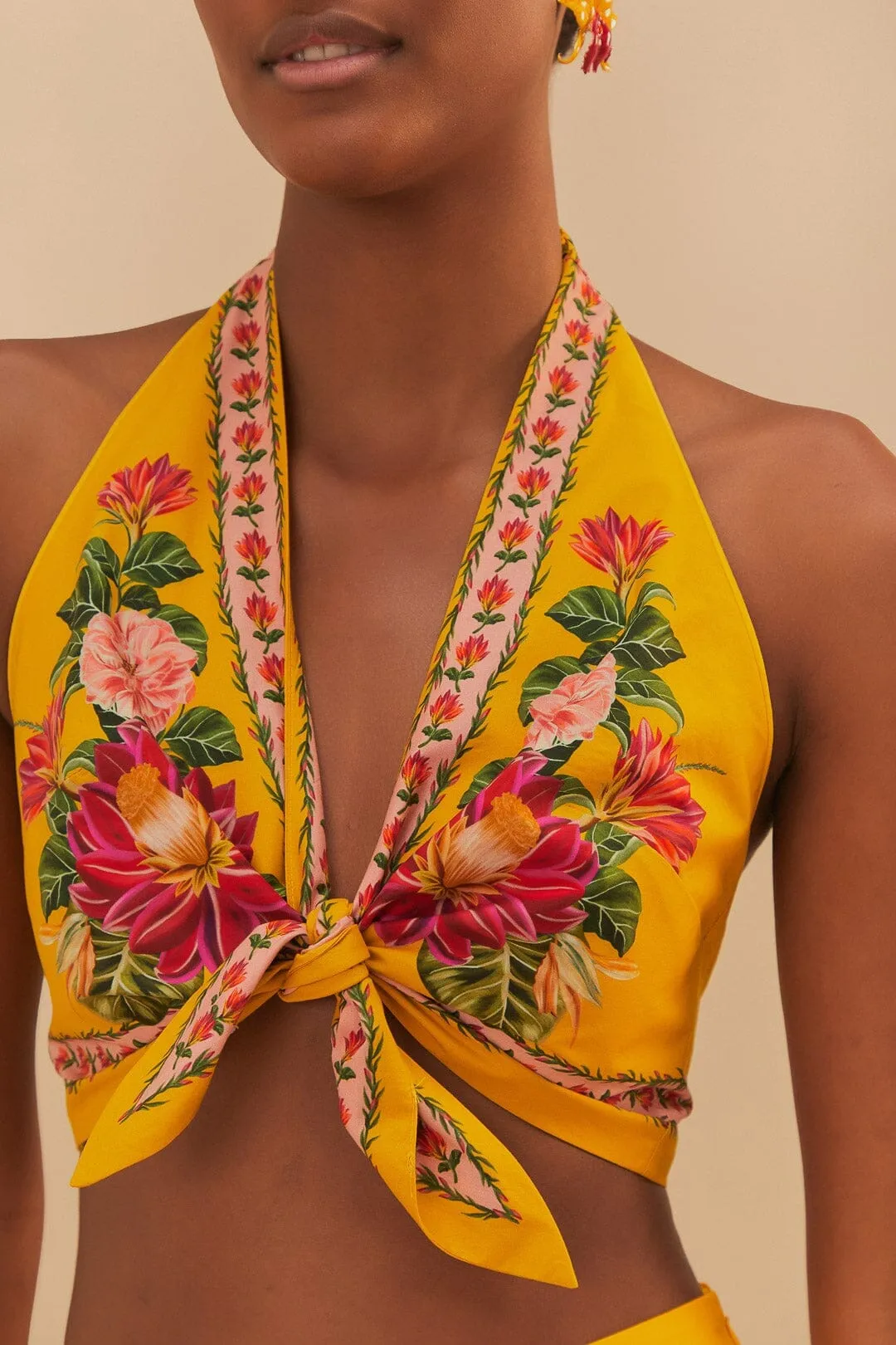 Reinforced Stress Points Yellow Spring Awakening Organic Cotton Crop Top