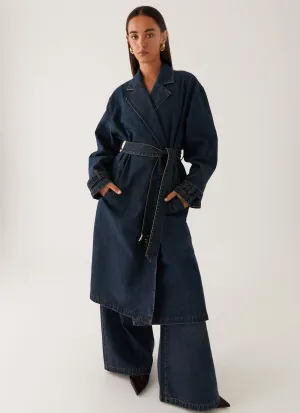 Flexible Mobility Yosemite Oversized Trench Coat - Blue